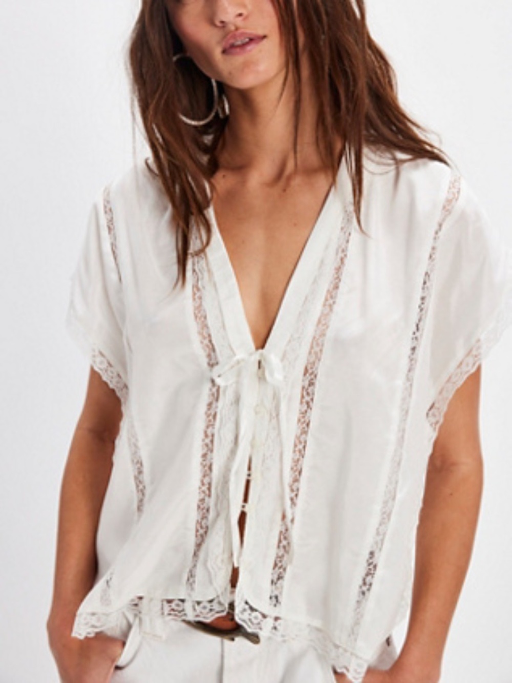 Free People Ivory Marigold Shine Lace Top